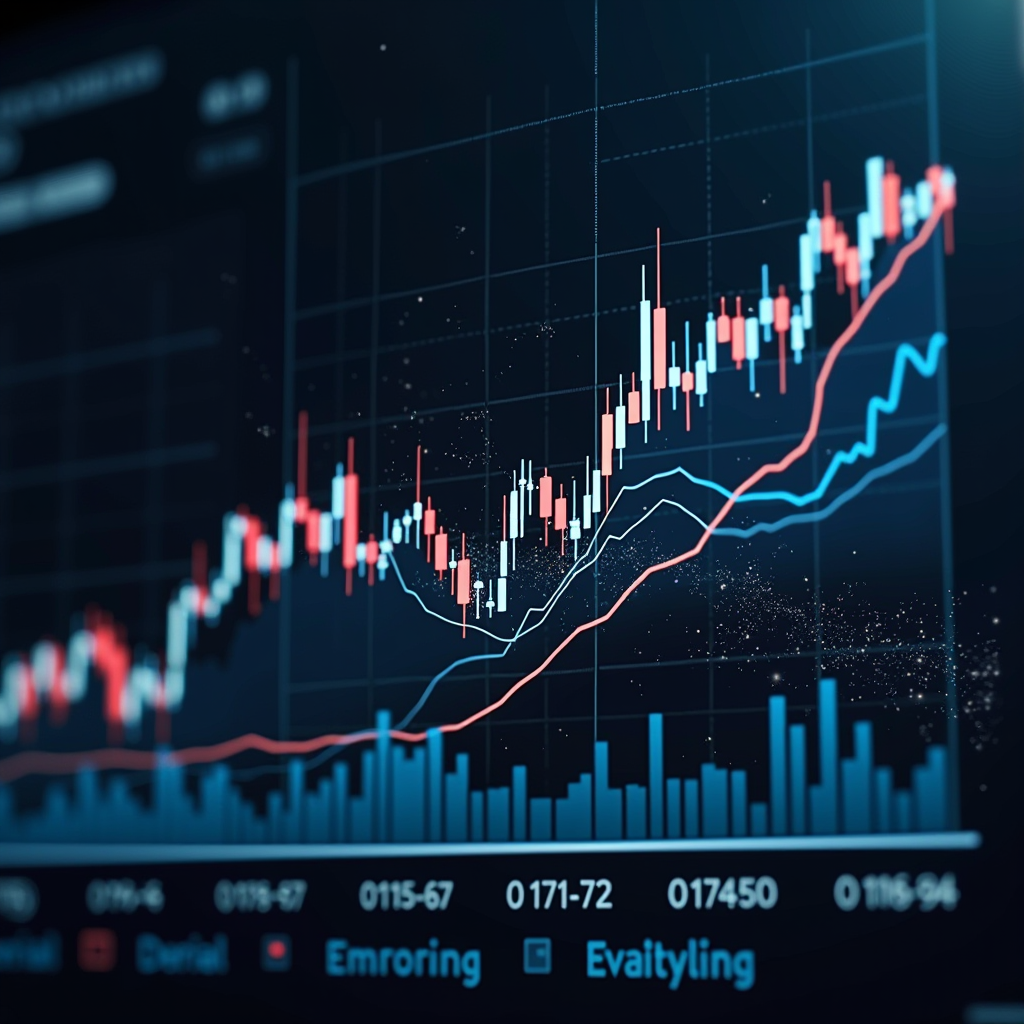 Gráfico detalhado mostrando a evolução dos principais índices de mercados internacionais durante o quarto trimestre de 2024, com destaque para mercados emergentes e desenvolvidos, apresentando linhas de tendência ascendentes e indicadores de estabilidade económica